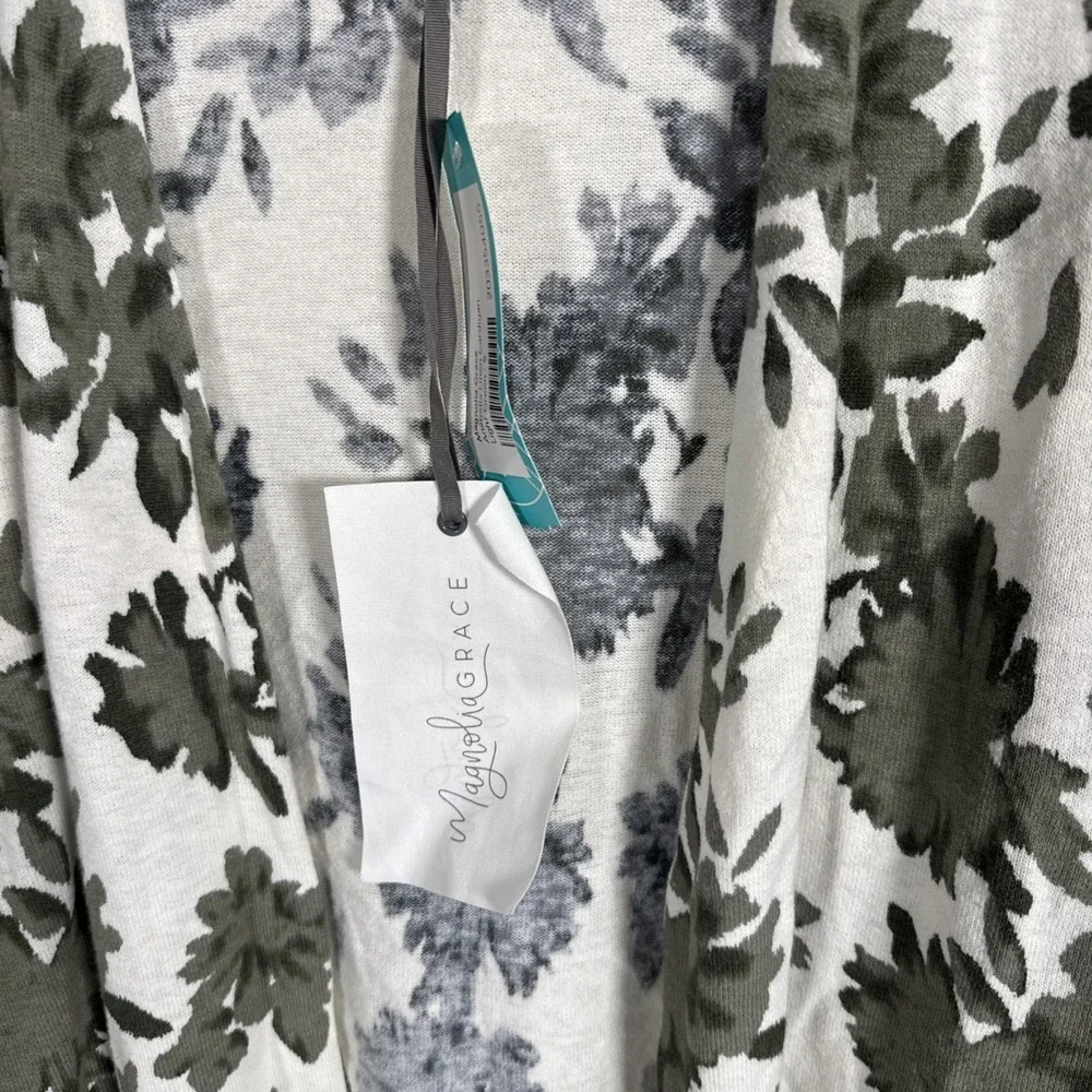 Magnolia Grace Green Floral Print Open Front Cardigan Size S Business Casual D2 - Picture 2 of 7